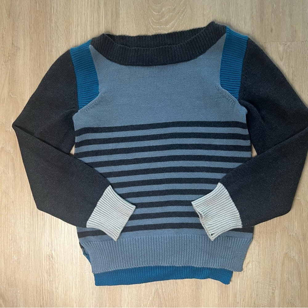 Stella Mccartney Kids Striped Blue Cashmere Crewneck Sweater 8Y